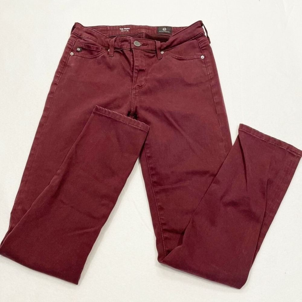 AG Adriano Goldschmied Size 24R Women's The Prima Cigarette Leg Pants Burgundy